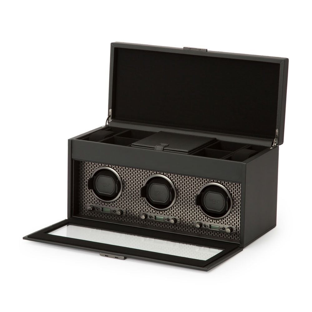 Wolf Axis Triple Watch Winder With Storage Powder Coat 469403