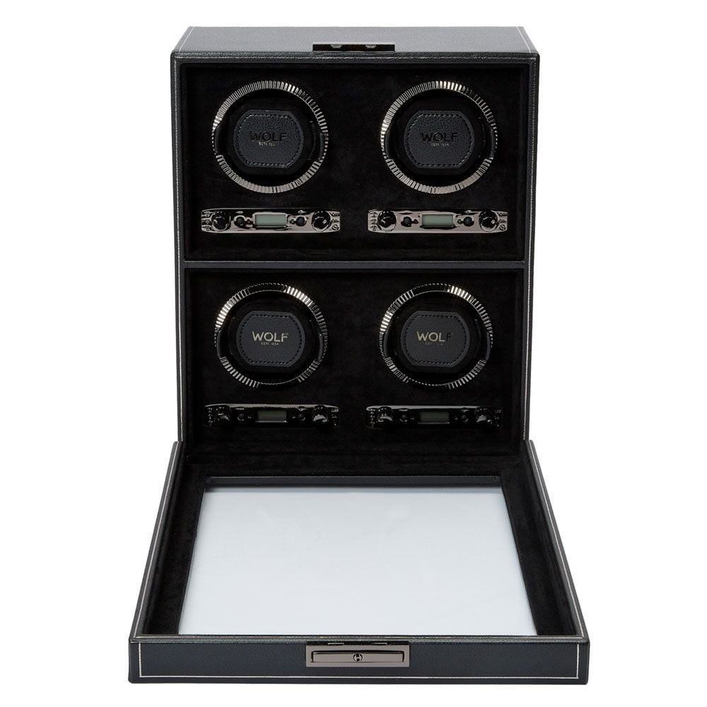 Wolf British Racing 4 Piece Watch Winder Black 793002