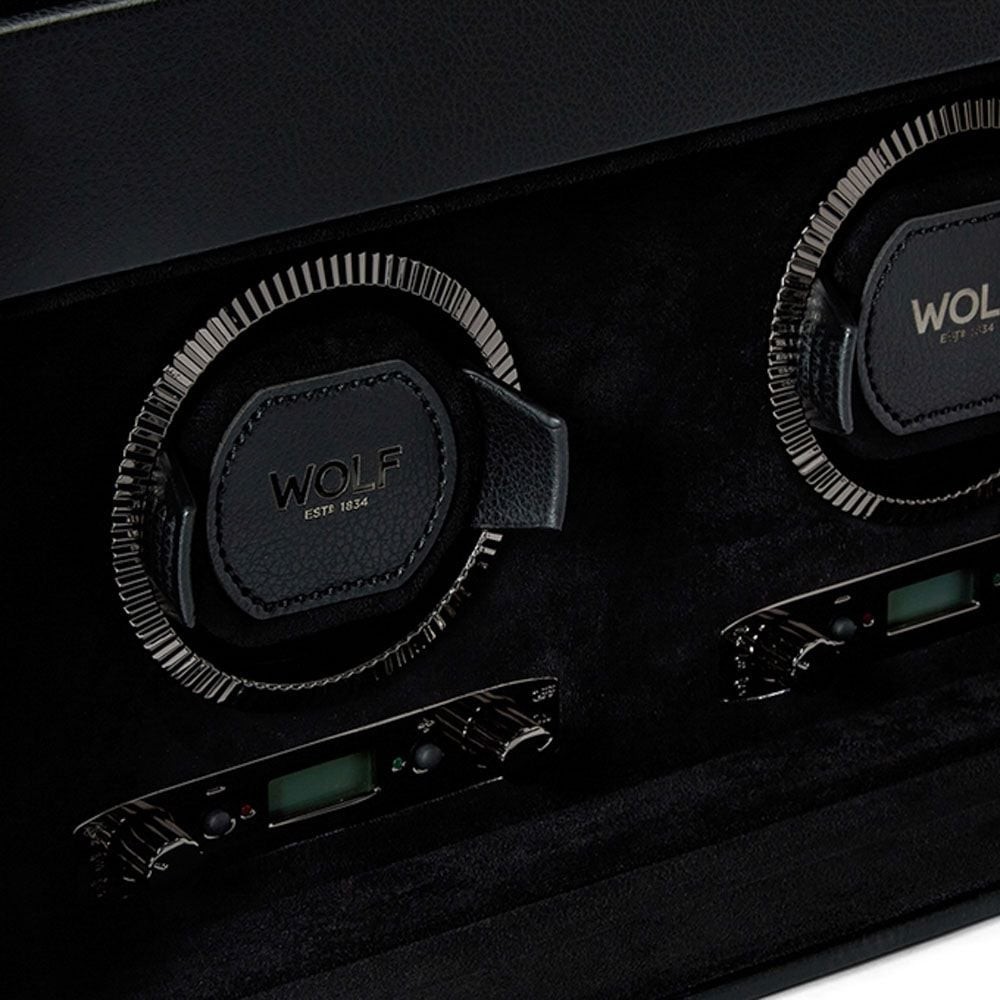 Wolf British Racing Double Watch Winder with Storage Black 792202