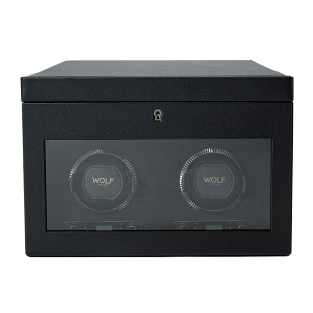 Wolf British Racing Double Watch Winder with Storage Black 792202