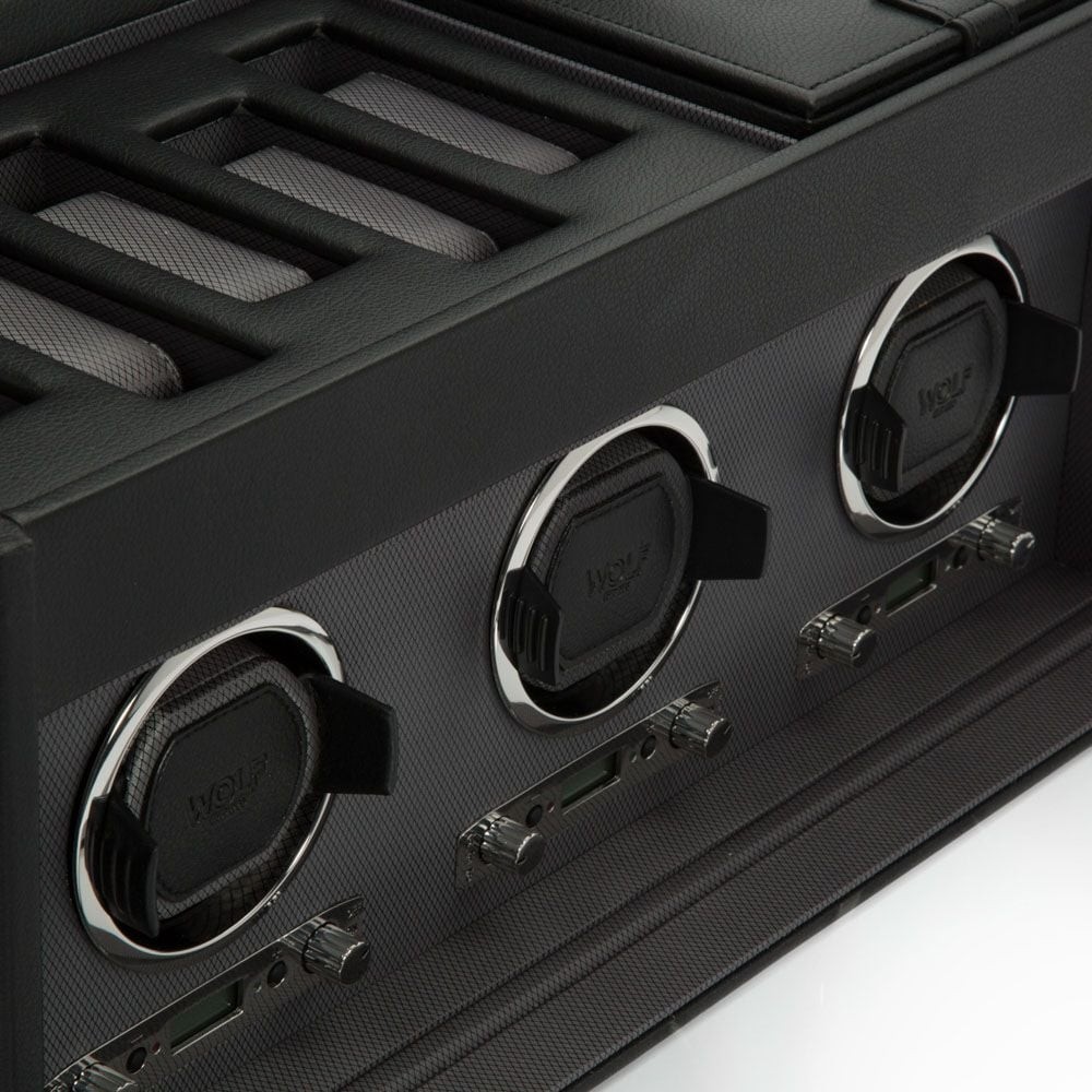 Wolf Classic Triple Watch Winder With Storage Black