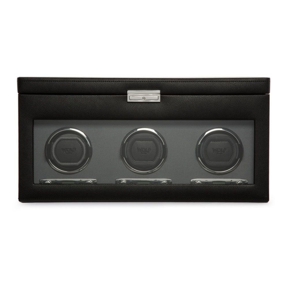 Wolf Classic Triple Watch Winder With Storage Black