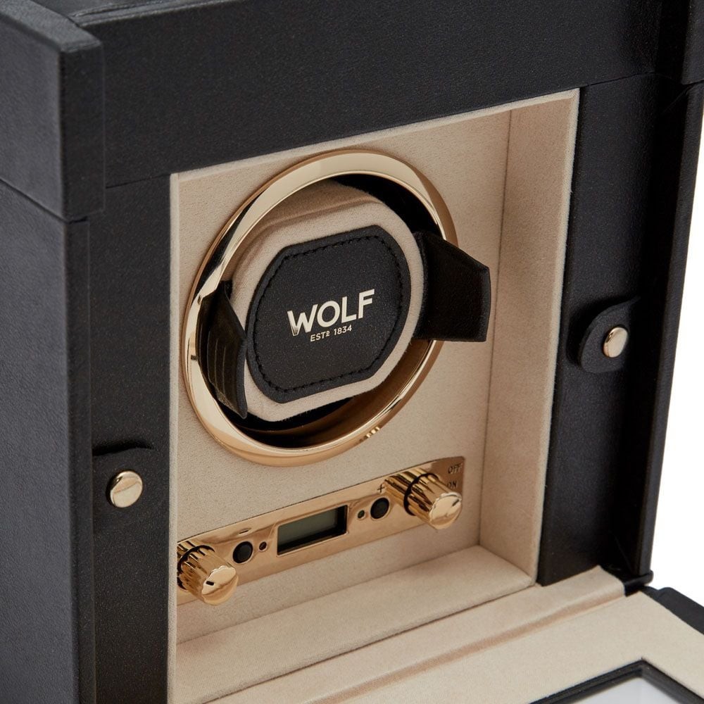 Wolf Palermo Single Watch Winder With Jewelry Storage Black Anthracite 213702