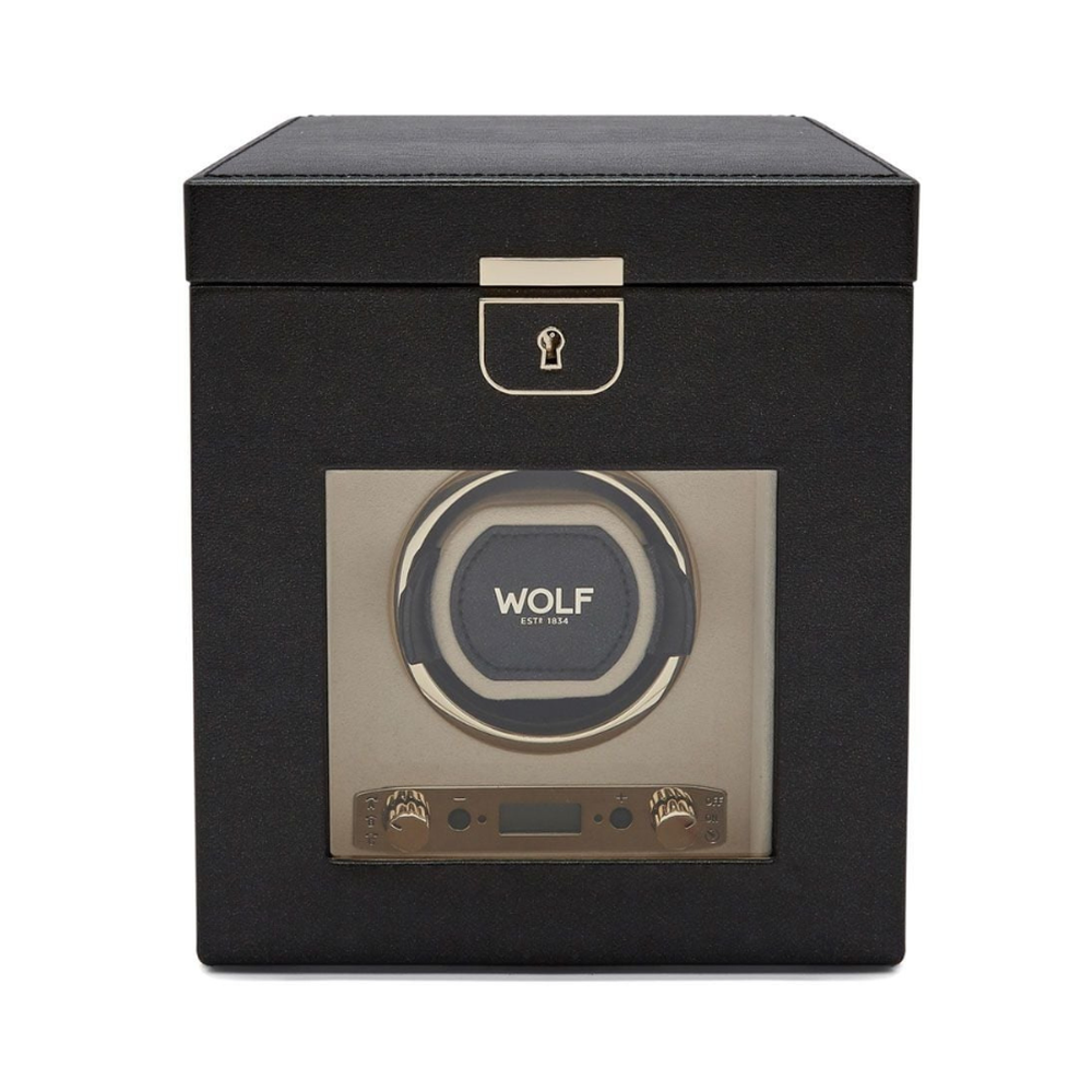 Wolf Palermo Single Watch Winder With Jewelry Storage Black Anthracite 213702