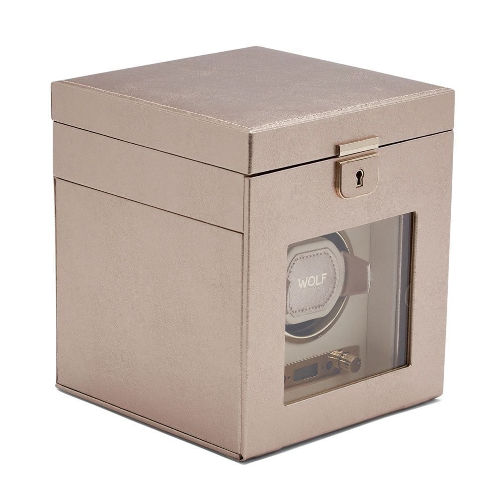 Wolf Palermo Single Watch Winder With Jewelry Storage Rose Gold 213716