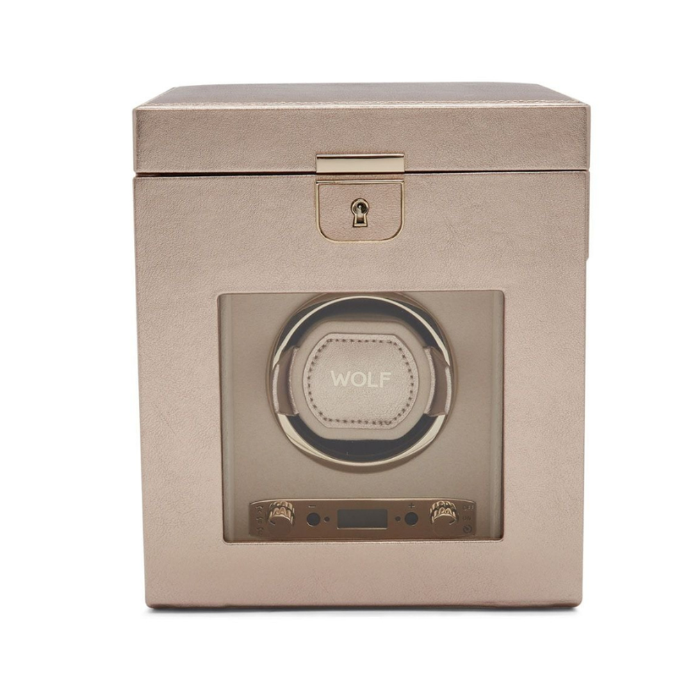 Wolf Palermo Single Watch Winder With Jewelry Storage Rose Gold 213716