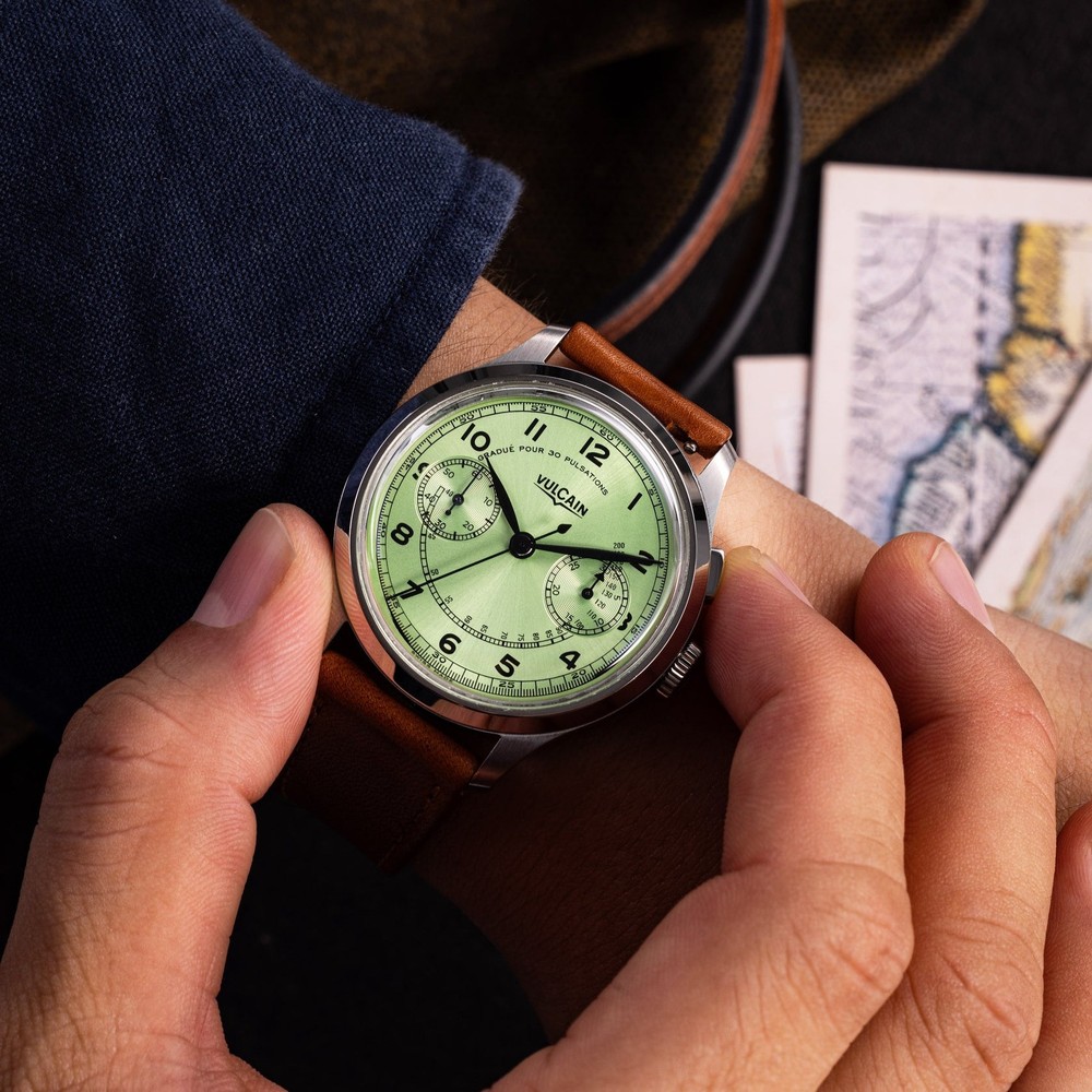Vulcain Monopusher Heritage Green 650167A98.BAC207 - 39mm