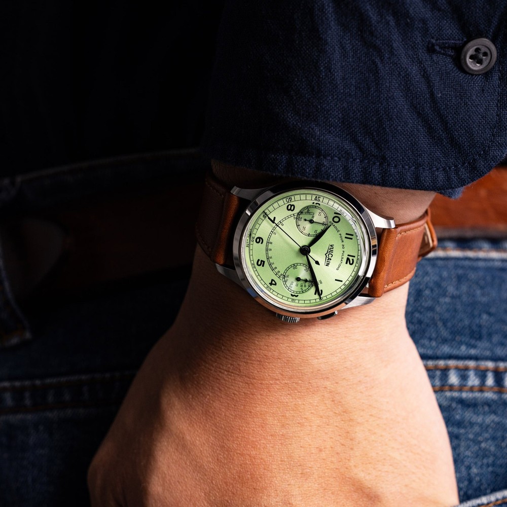 Vulcain Monopusher Heritage Green 650167A98.BAC207 - 39mm