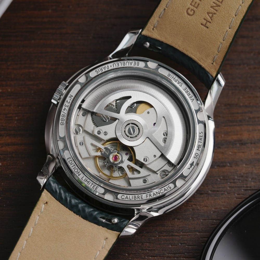 Beaubleu Seconde Française 19.24 Imperial Green Grained Black Leather Strap - 39mm