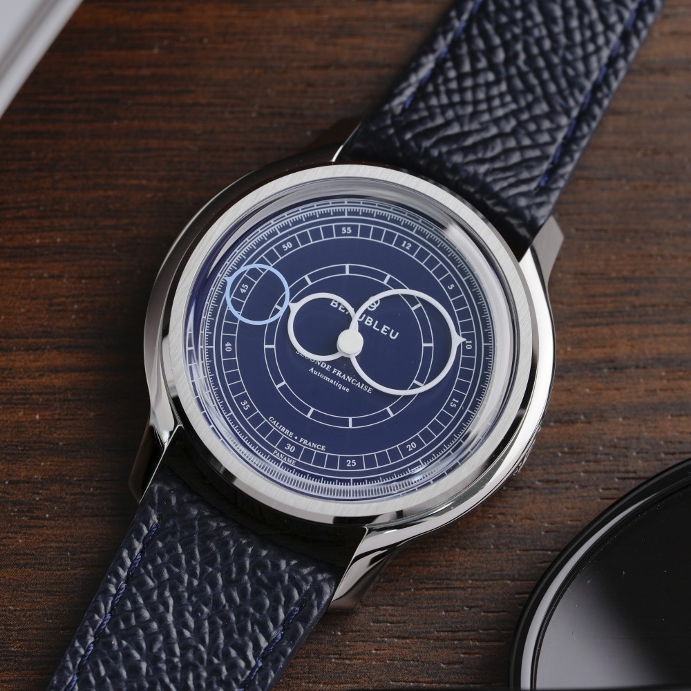 Beaubleu Seconde Française 19.24 Midnight Blue Grained Blue Leather Strap - 39mm