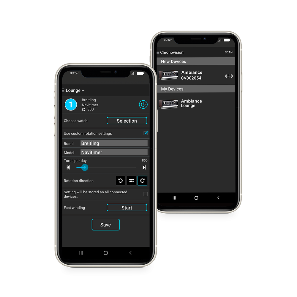 Chronovision Uhrenbeweger Ambiance VI Black High Gloss Aurosso High Gloss 70050-152.112.11
