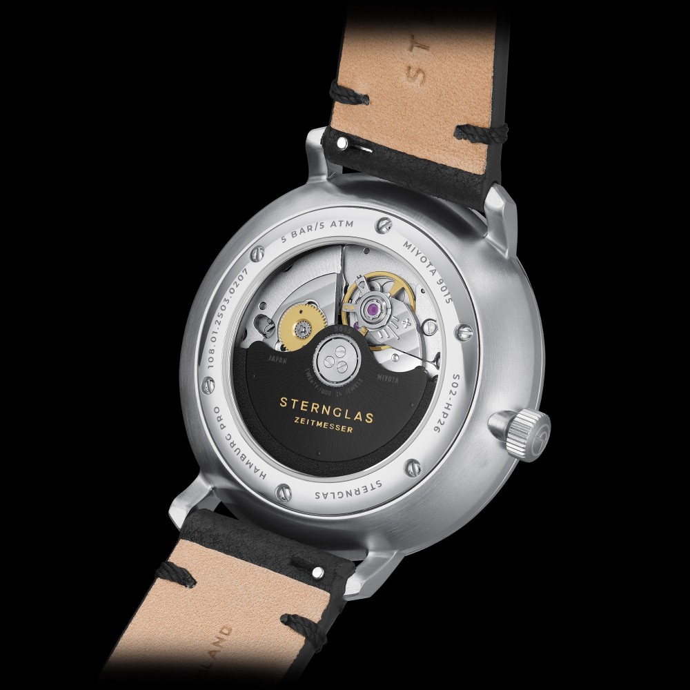 Sternglas Hamburg Pro Automatik Alabaster Leather Vintage nero S02-HP26-VI15 - 42mm