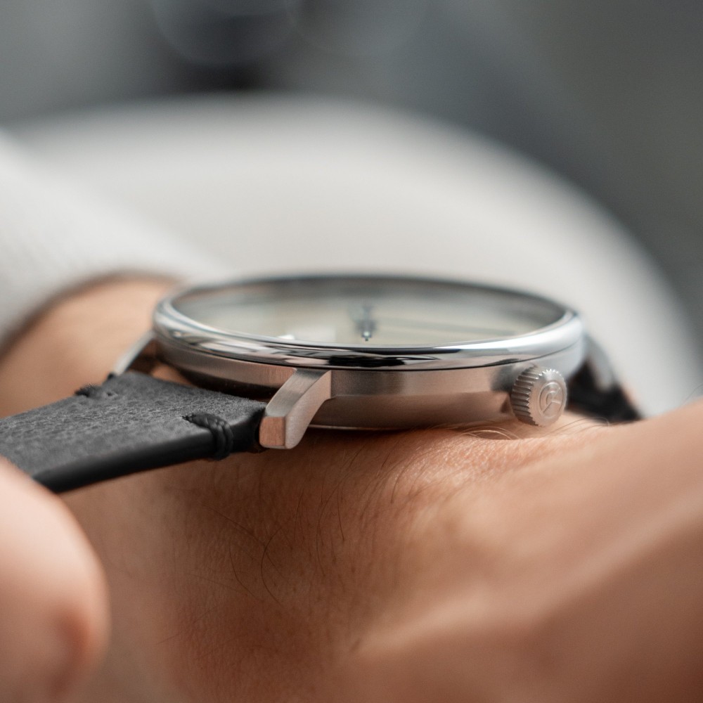 Sternglas Hamburg Pro Automatik Alabaster Leather Vintage nero S02-HP26-VI15 - 42mm