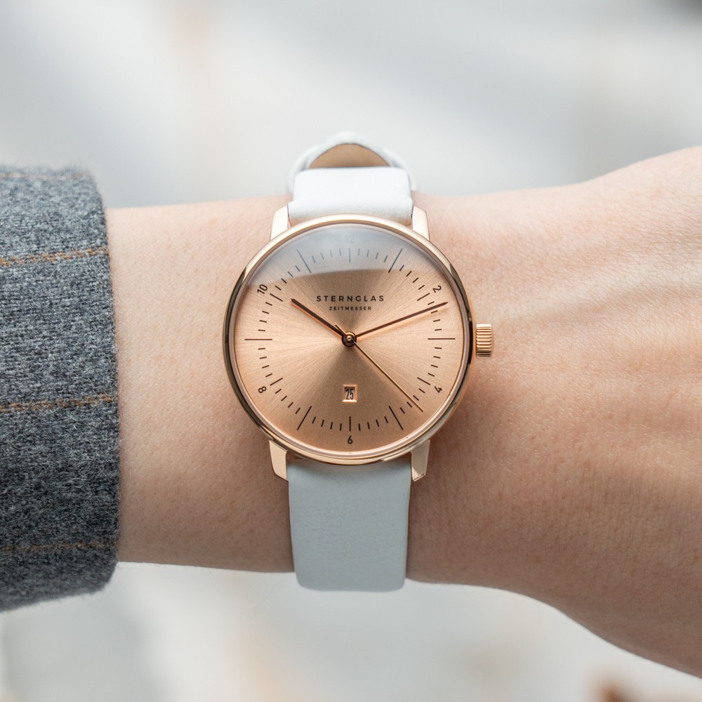 Sternglas Naos XS Edition Elyra Rosegold White Leather S01-NDE55-KL14 - 33mm