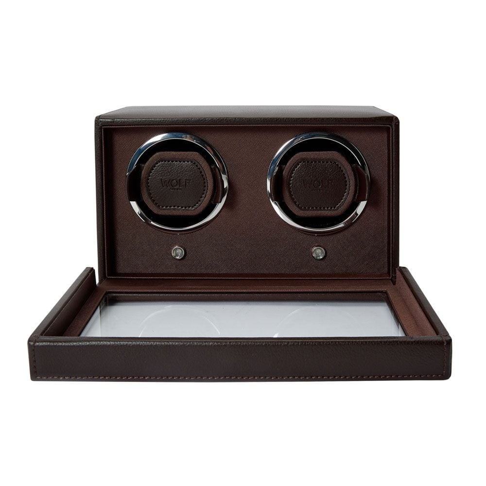 Wolf Cub Double Watch Winder With Cover Brown 461206