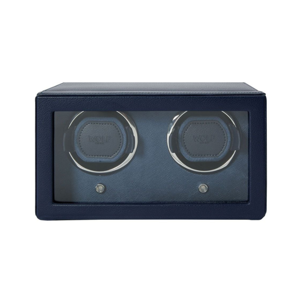 Wolf Cub Double Watch Winder With Cover Navy 461217