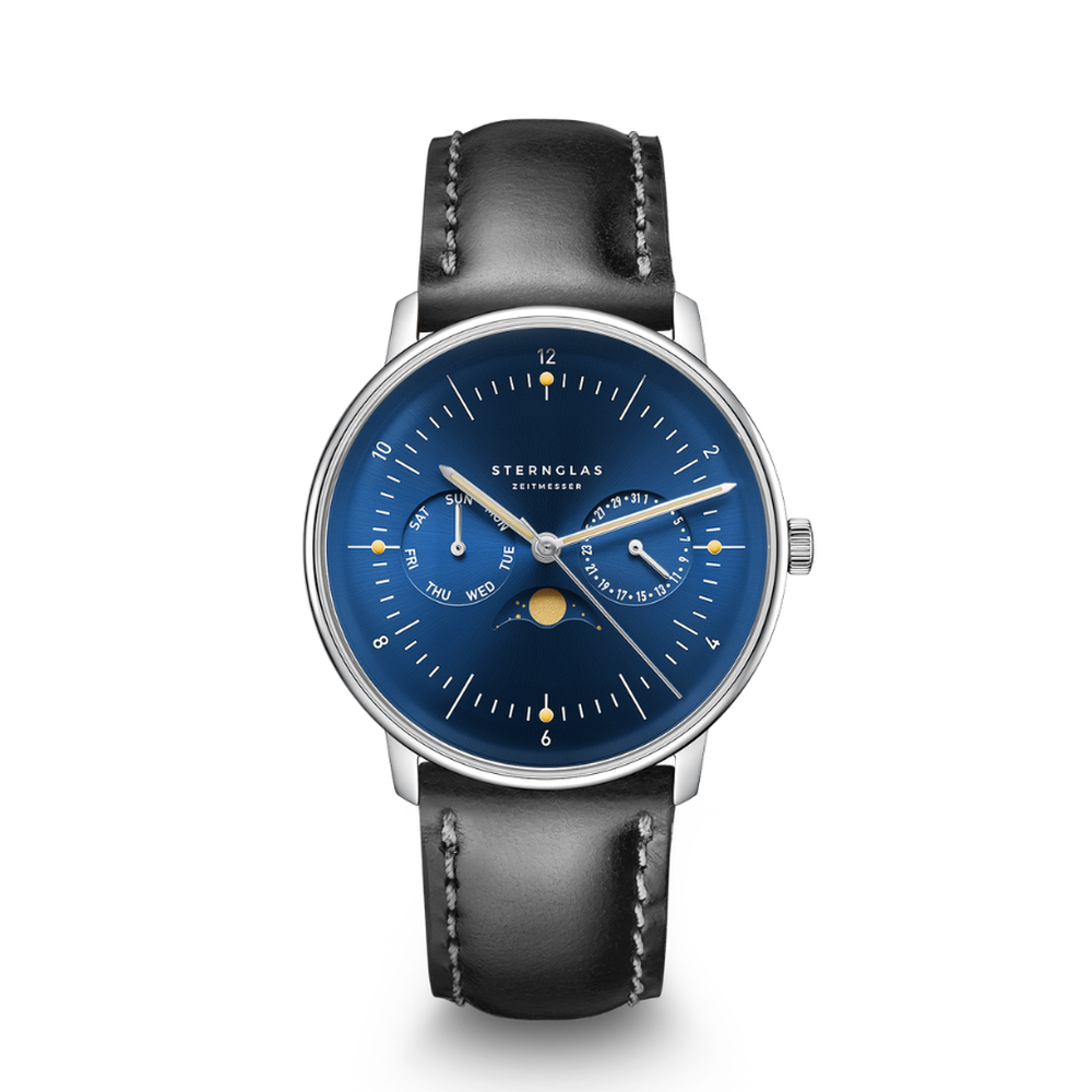 Sternglas Naos Moonphase Midnight Blue S01-NM06-BR02 - 38mm