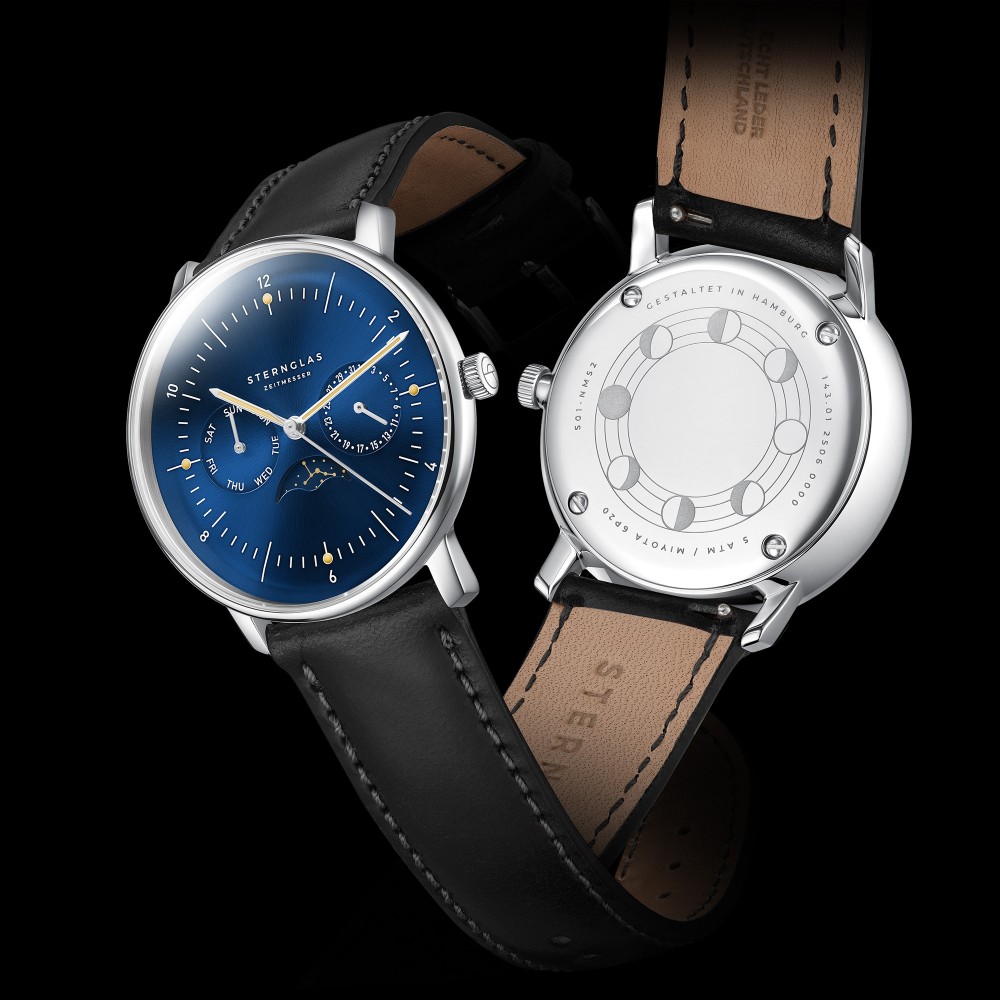 Sternglas Naos Moonphase Midnight Blue S01-NM06-BR02 - 38mm