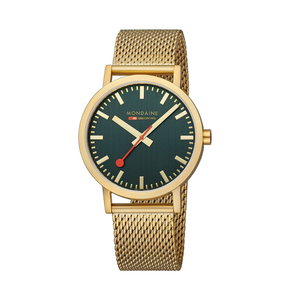 Mondaine Classic Forest Green Golden Stainless Steel Watch A660.30360.60SBM - 40mm