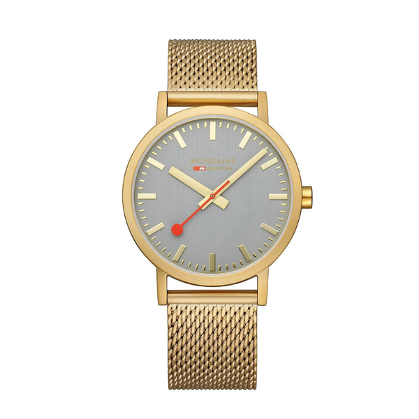 Mondaine Classic Good Gray Golden Stainless Steel Watch A660.30360.80SBM - 40mm