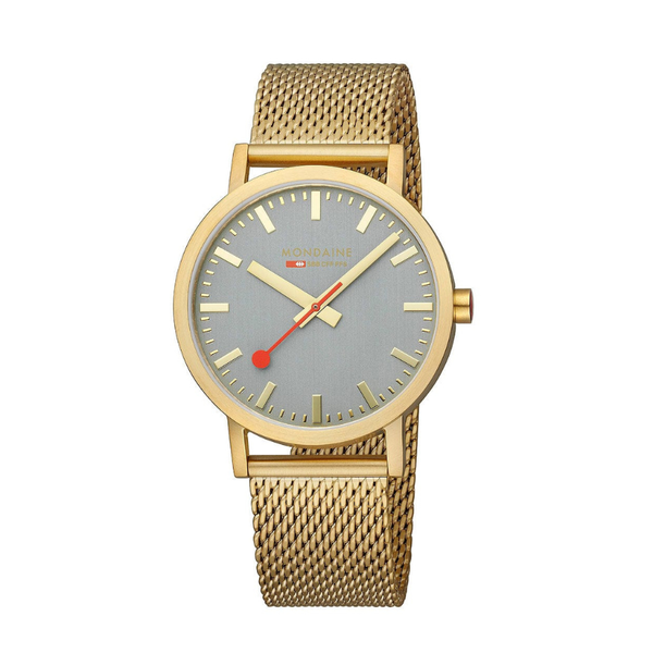 Mondaine Classic Good Gray Golden Stainless Steel Watch A660.30360.80SBM - 40mm