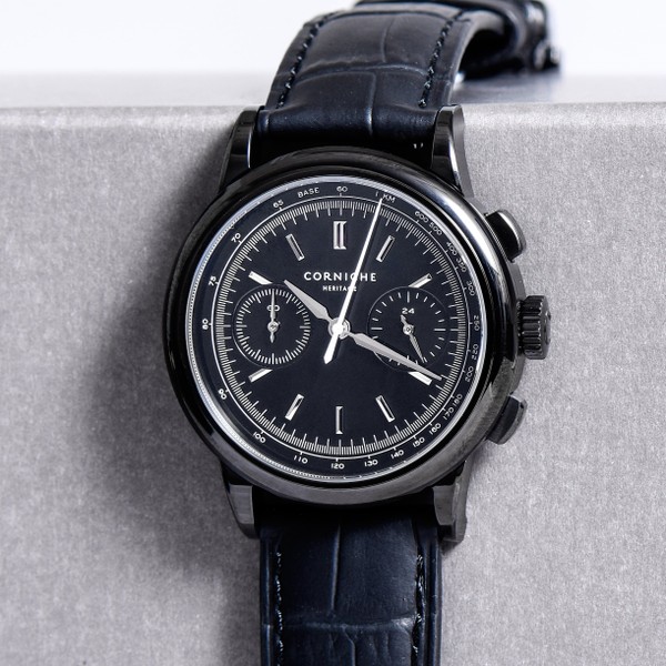 Corniche Heritage Chronograph Black PVD in Stainless Steel - 39mm