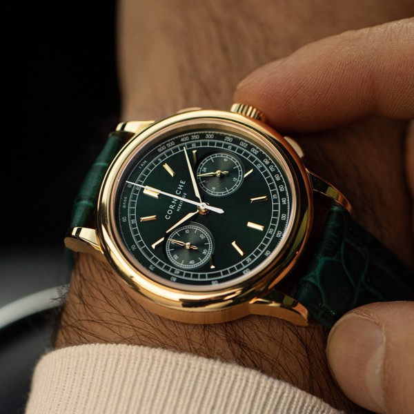 Corniche Heritage Chronograph Yellow Gold with Green Dial - 39mm