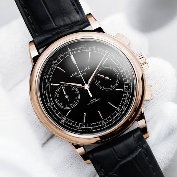 Corniche Heritage Chronograph Rose Gold with Black dial - 39mm