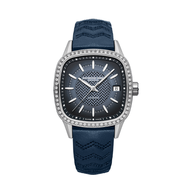 Raymond Weil Freelancer Ladies Automatic Blue Dial Leather Watch 2490-SCS-50051 - 34.5 x 34.5 mm