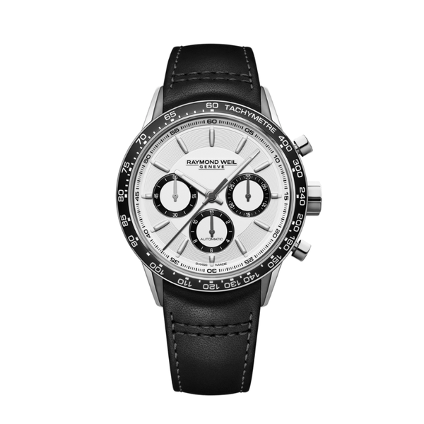 Raymond Weil Freelancer Automatic Chronograph Black Leather Watch 7741-SC1-30021 - 43.5mm