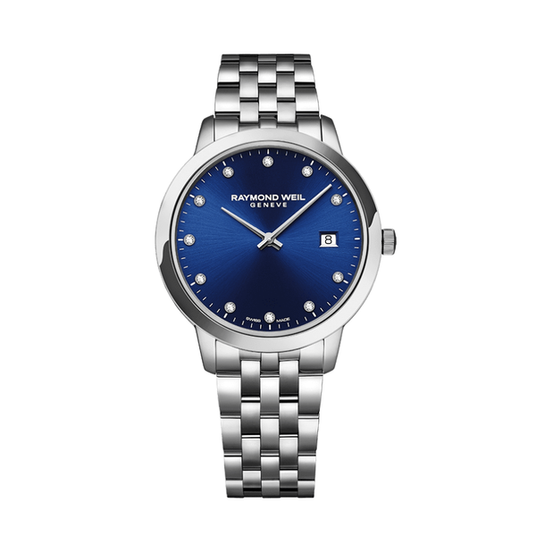 Raymond Weil Toccata Quartz Blue Dial 11 Diamond Watch 5385-ST-50081 - 34mm