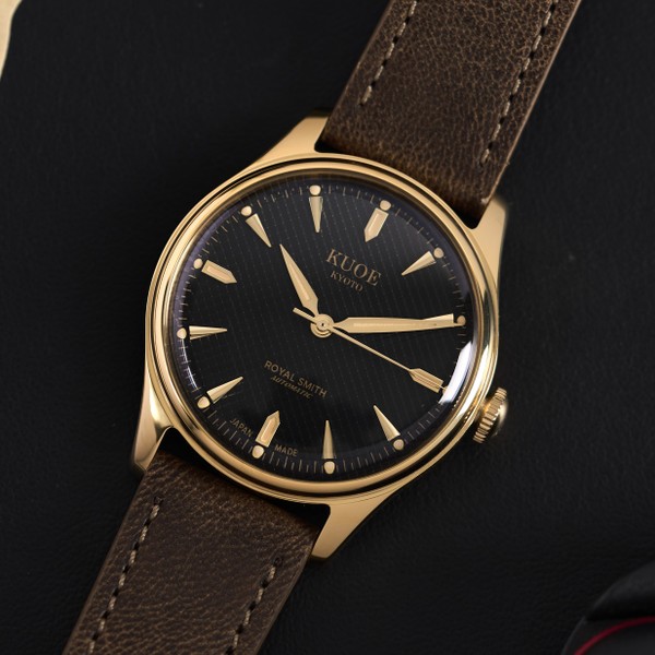 Kuoe Kyoto Royal Smith 90-006 Gold Case Black Dial - 35mm