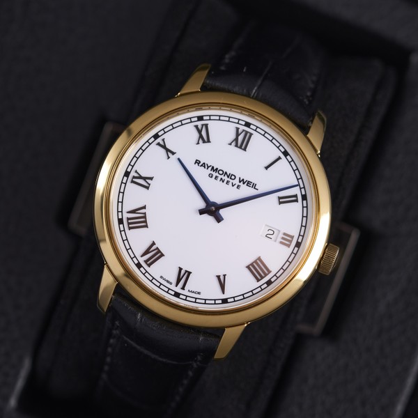 Raymond Weil Toccata Classic Gold PVD Leather Quartz Watch 5485-PC-00359 - 39 mm