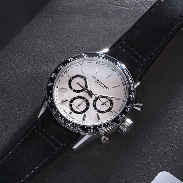 Raymond Weil Freelancer Automatic Chronograph Black Leather Watch 7741-SC1-30021 - 43.5mm