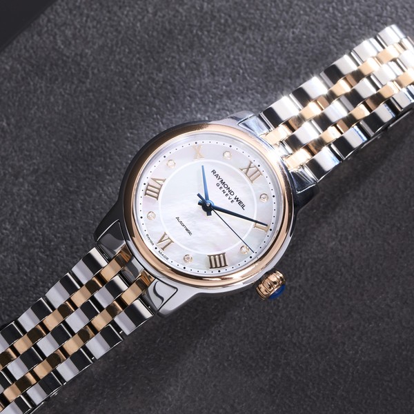 Raymond Weil Maestro Ladies Automatic Mother-of-Pearl Diamond Two-tone Bracelet Watch 2131-SP5-00966 - 31mm