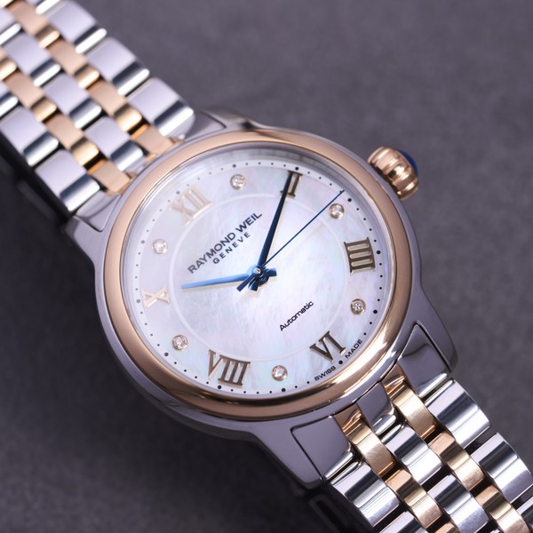 Raymond Weil Maestro Ladies Automatic Mother-of-Pearl Diamond Two-tone Bracelet Watch 2131-SP5-00966 - 31mm