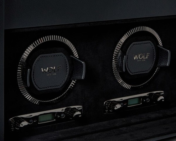 Wolf British Racing Triple Watch Winder With Storage Black 792302