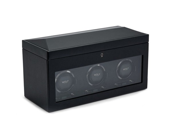 Wolf British Racing Triple Watch Winder With Storage Black 792302
