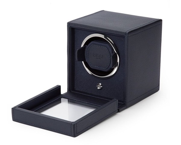 Wolf Cub Single Watch Winder with Cover Navy 461117