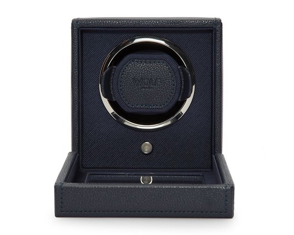Wolf Cub Single Watch Winder with Cover Navy 461117