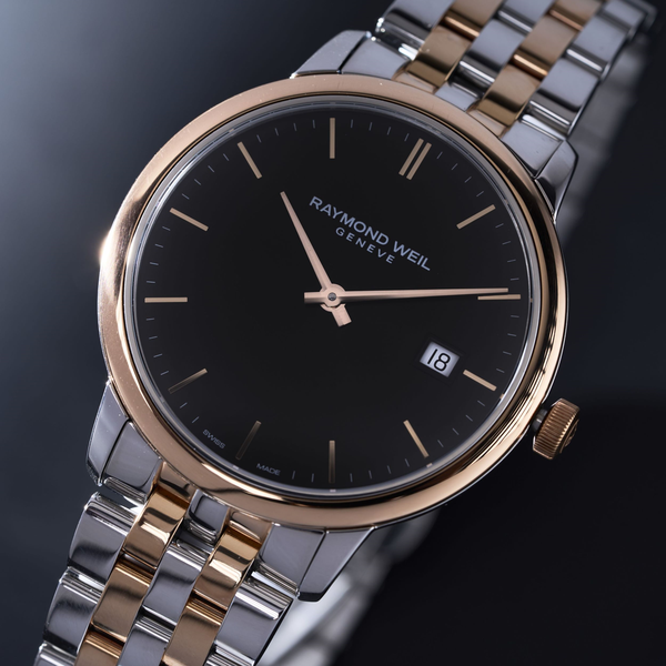Raymond Weil Toccata Rose Gold Black Dial Quartz Watch 5485-SP5-20001 - 39mm