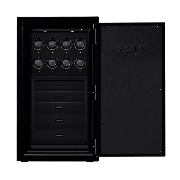 Wolf Atlas 8 Piece Winder Safe Onyx/Gunmetal 491802