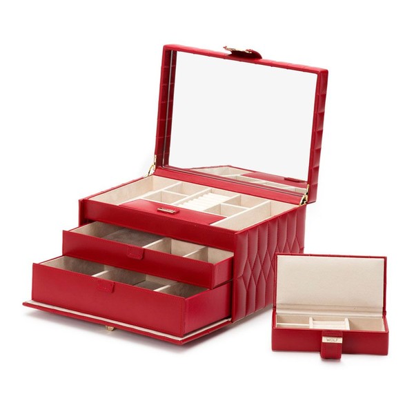 Wolf Caroline Medium Jewelry Case Red 329772