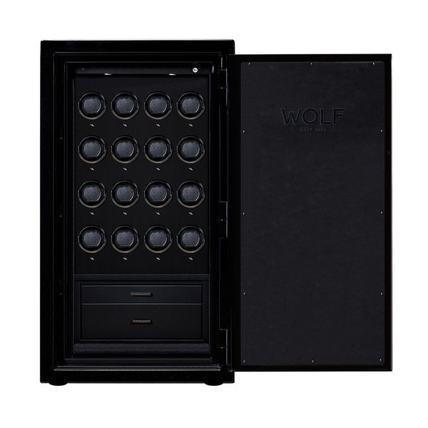 Wolf Atlas 16 Piece Winder Safe Onyx/Gunmetal 491602