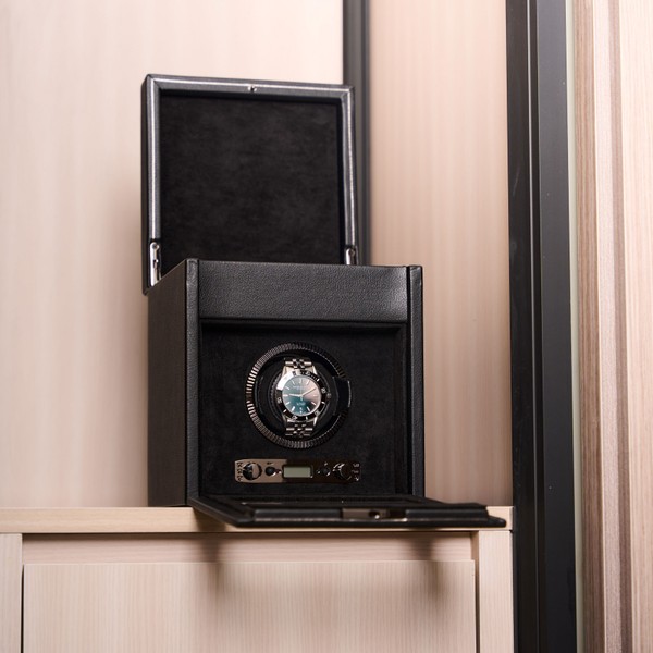 Wolf British Racing Single Watch Winder with Storage Black 792102