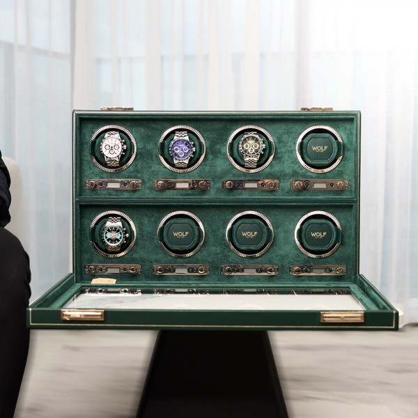 Wolf British Racing 8 Piece Watch Winder Green 792541