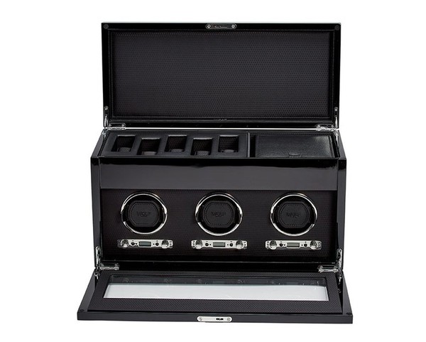Wolf Savoy Triple Watch Winder with Storage Black 454770