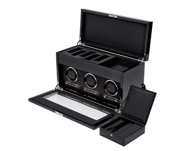 Wolf Savoy Triple Watch Winder with Storage Black 454770