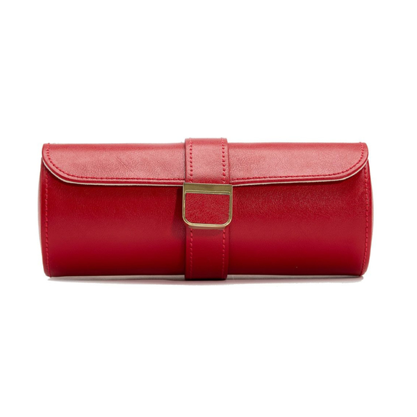 Wolf Palermo Double Watch Roll with Jewelry Pouch Red 213972