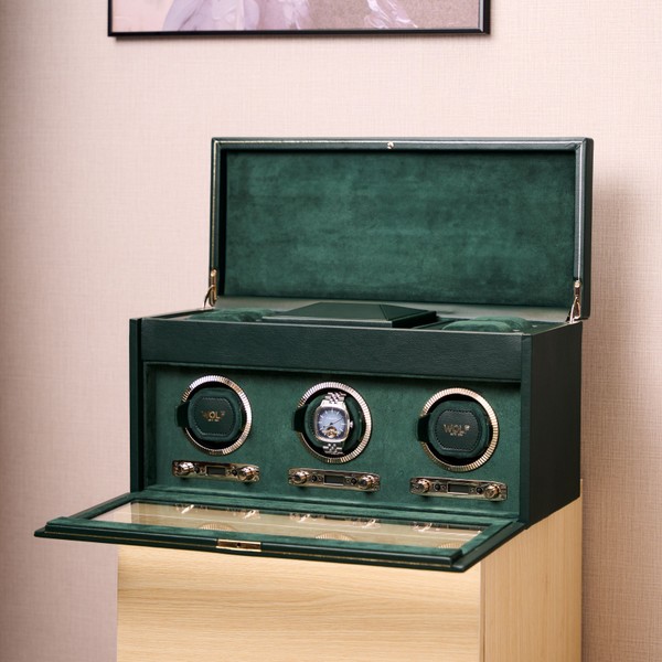 Wolf Britsh Racing Triple Watch Winder With Storage 792341